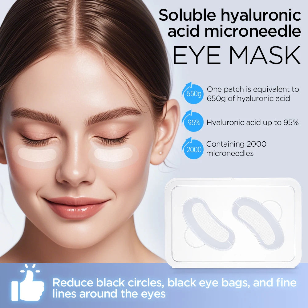5 PAIRS of Microneedle Eye Patches Mask Korean Skin Care Hyaluronic Acid for Anti Wrinkle Aging Dark Circle Eyes Mask Moisturizing