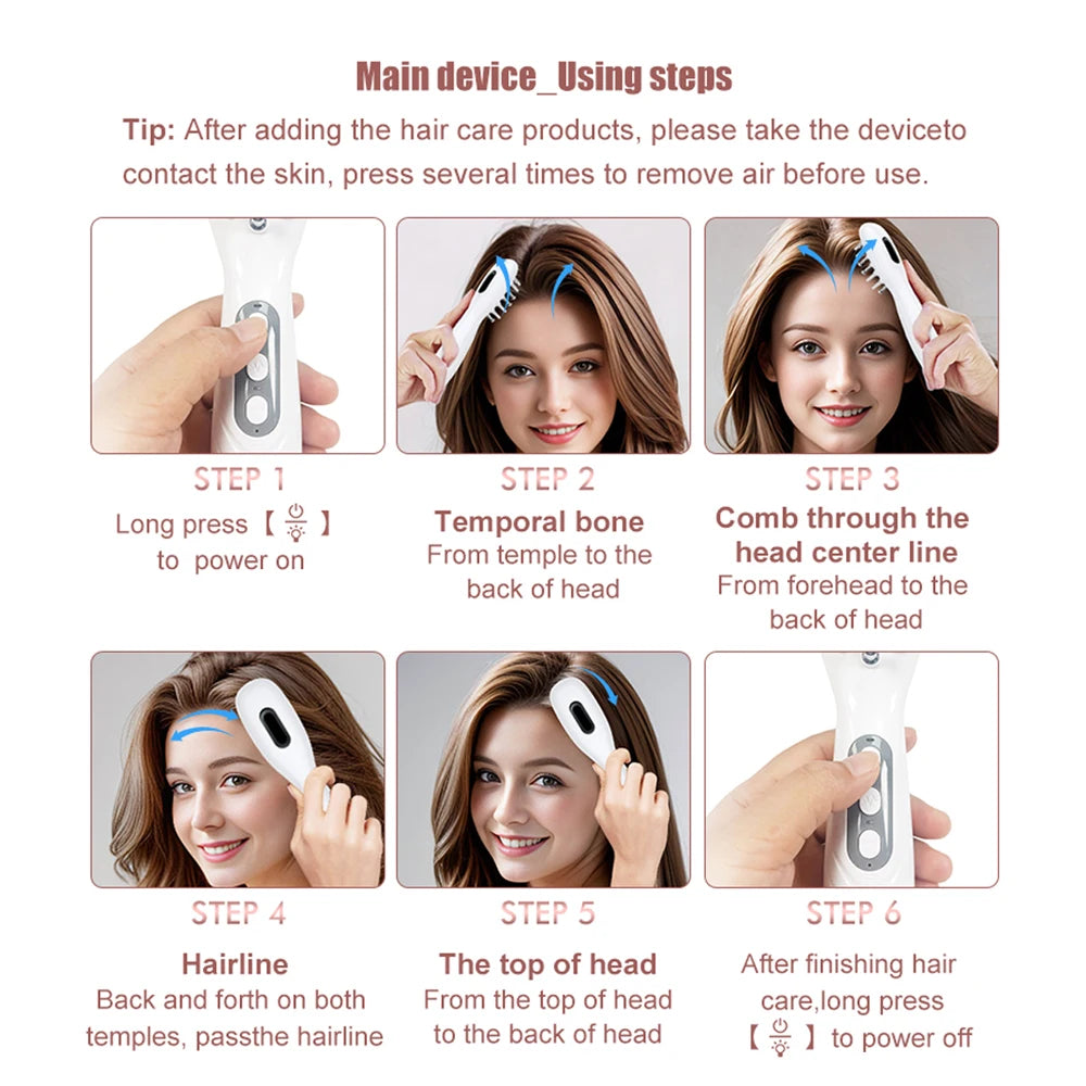 3 LED Light Therapy Electric Massage Comb