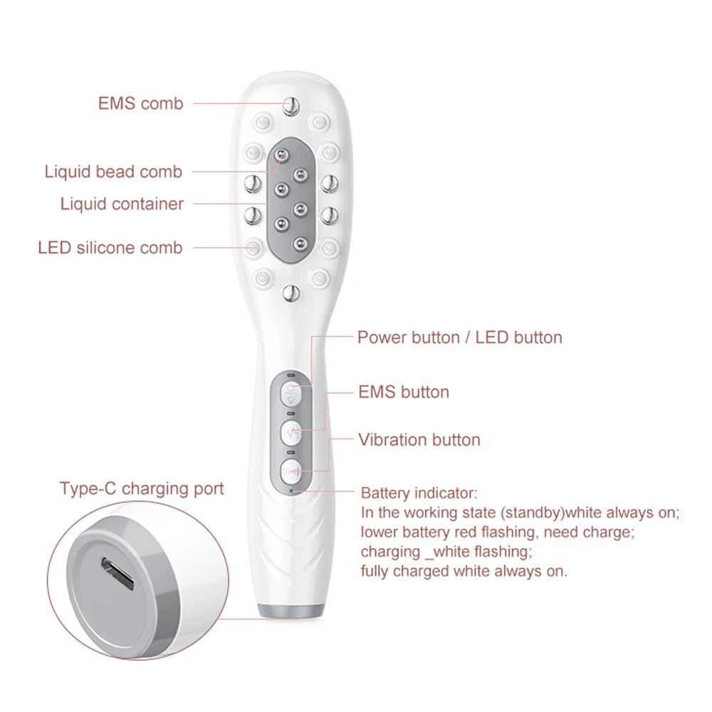 3 LED Light Therapy Electric Massage Comb