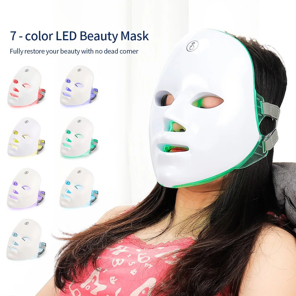 7 Colors Photon Facial LED Mask Red Light Therapy Anti Aging Beauty Mask