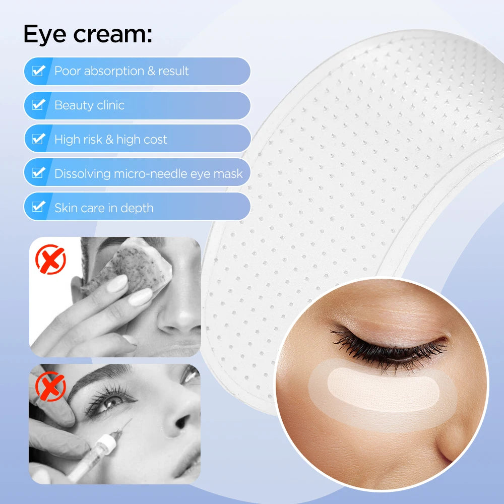 5 PAIRS of Microneedle Eye Patches Mask Korean Skin Care Hyaluronic Acid for Anti Wrinkle Aging Dark Circle Eyes Mask Moisturizing