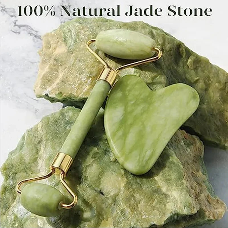 Natural Jade Roller and Guasha Massage Set