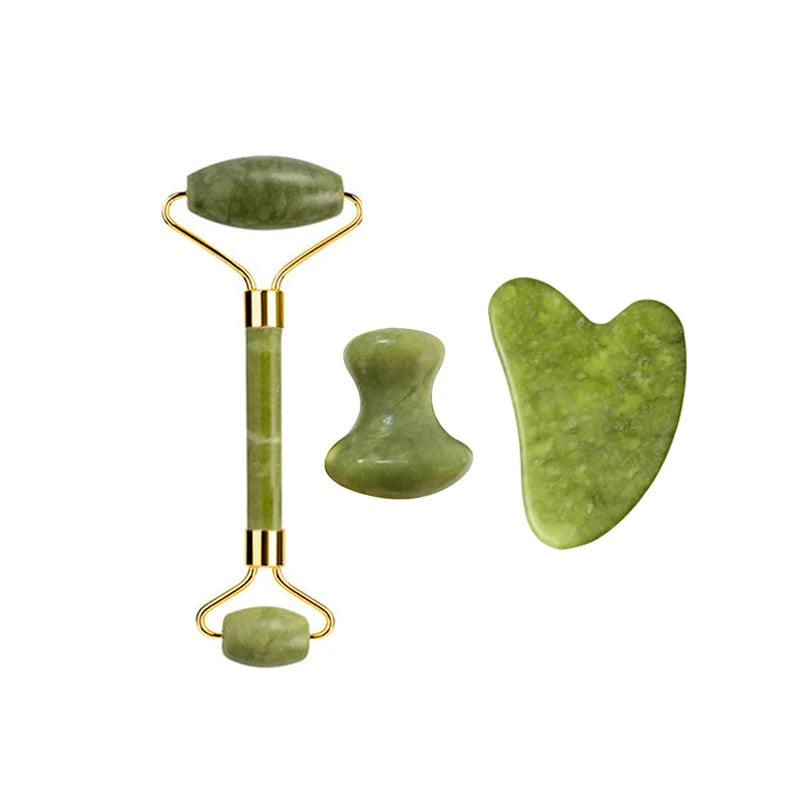Natural Jade Roller and Guasha Massage Set