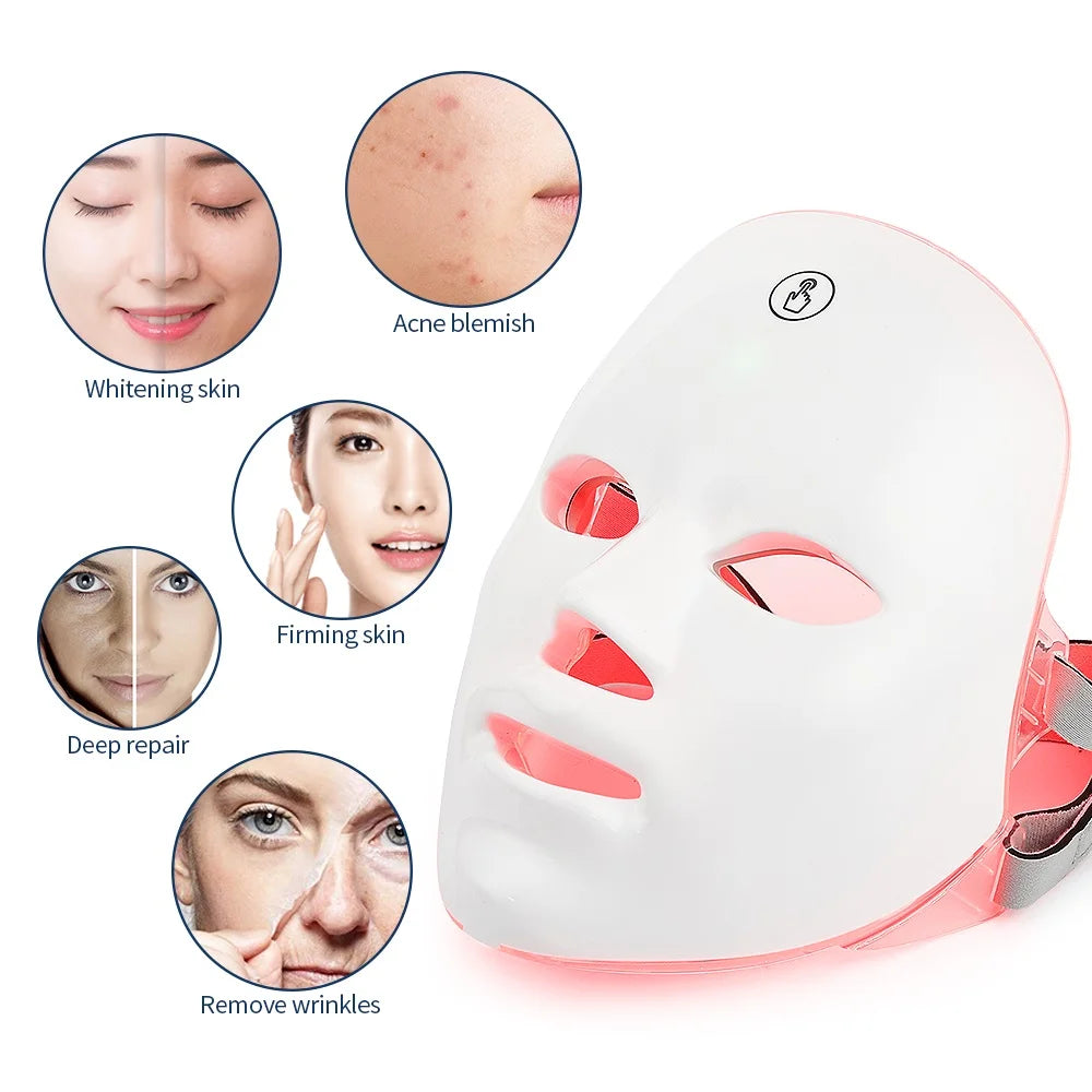 7 Colors Photon Facial LED Mask Red Light Therapy Anti Aging Beauty Mask