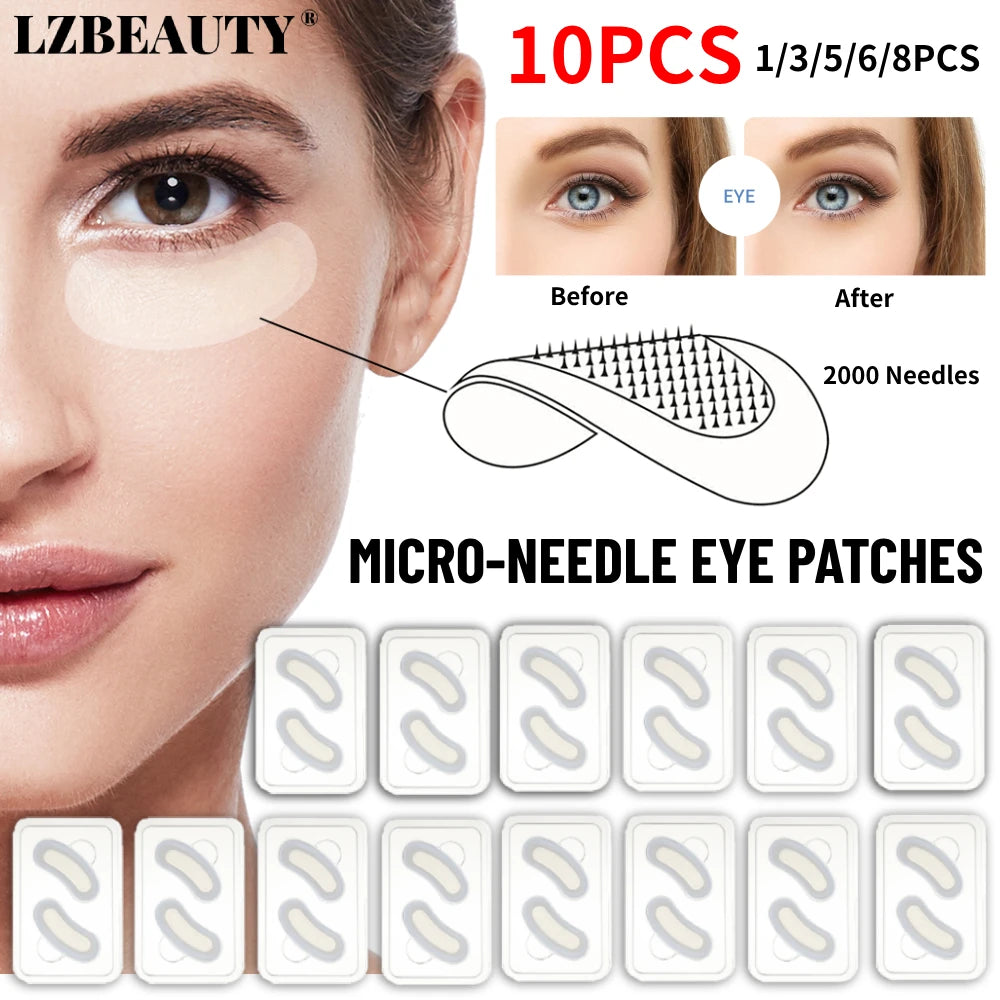 5 PAIRS of Microneedle Eye Patches Mask Korean Skin Care Hyaluronic Acid for Anti Wrinkle Aging Dark Circle Eyes Mask Moisturizing